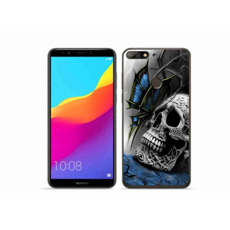 Gél borítás mmCase a Huawei Y7 Prime (2018) - pillangó és koponya számára