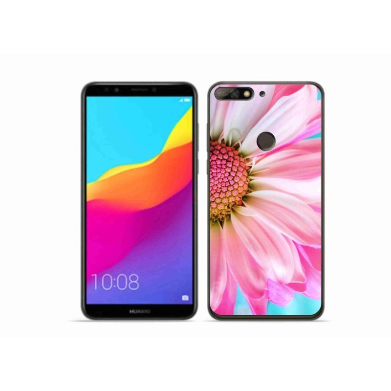 Gél védőhuzat mmCase a Huawei Y7 Prime (2018) - rózsaszín virághoz