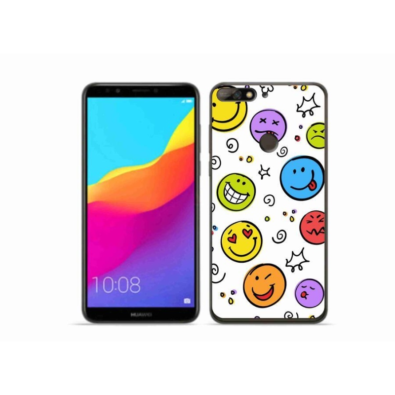 Gél borító mmCase a Huawei Y7 Prime (2018) számára - smiley-k