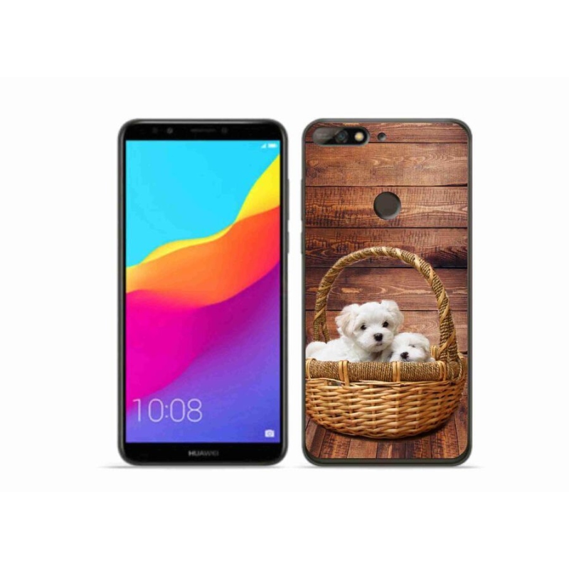 Gél borítás mmCase a Huawei Y7 Prime (2018) számára - kölyökkutyák