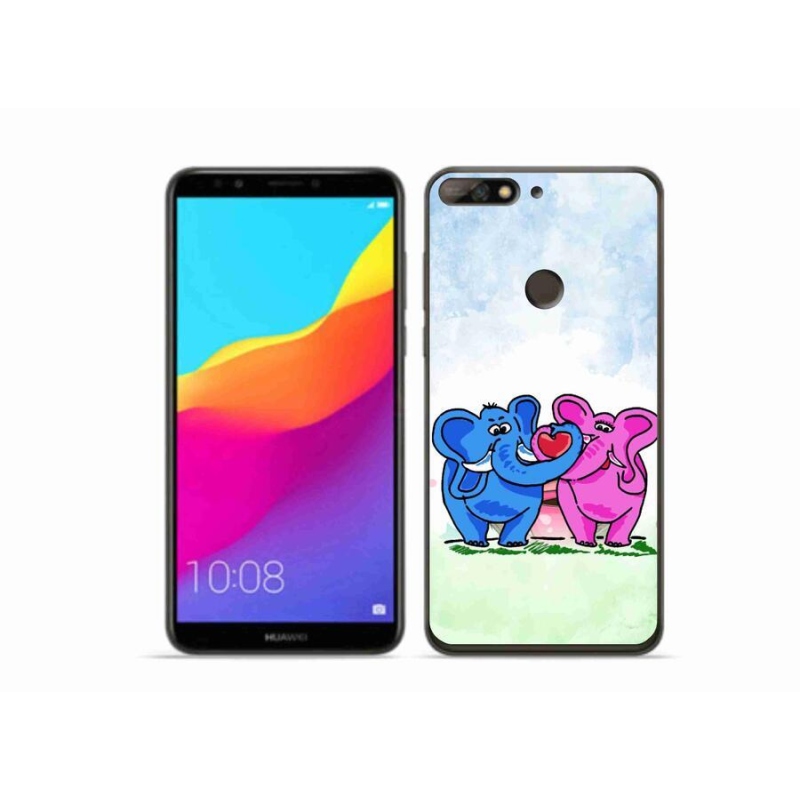 Gél borítás mmCase a mobil Huawei Y7 Prime (2018) - szerelmes elefántokhoz