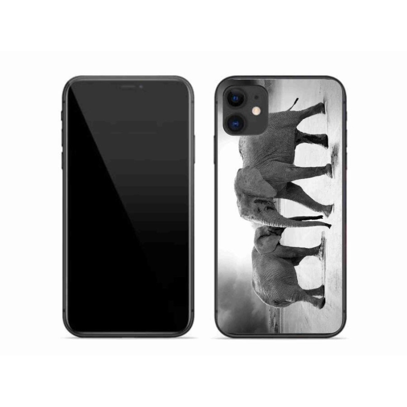 Gél borítás mmCase iPhone 11 készülékhez - fekete és fehér elefántok