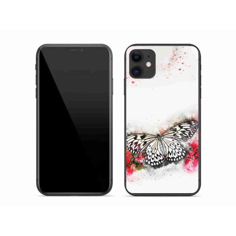 Zselés borítás mmCase iPhone 11 készülékhez - fekete-fehér pillangó