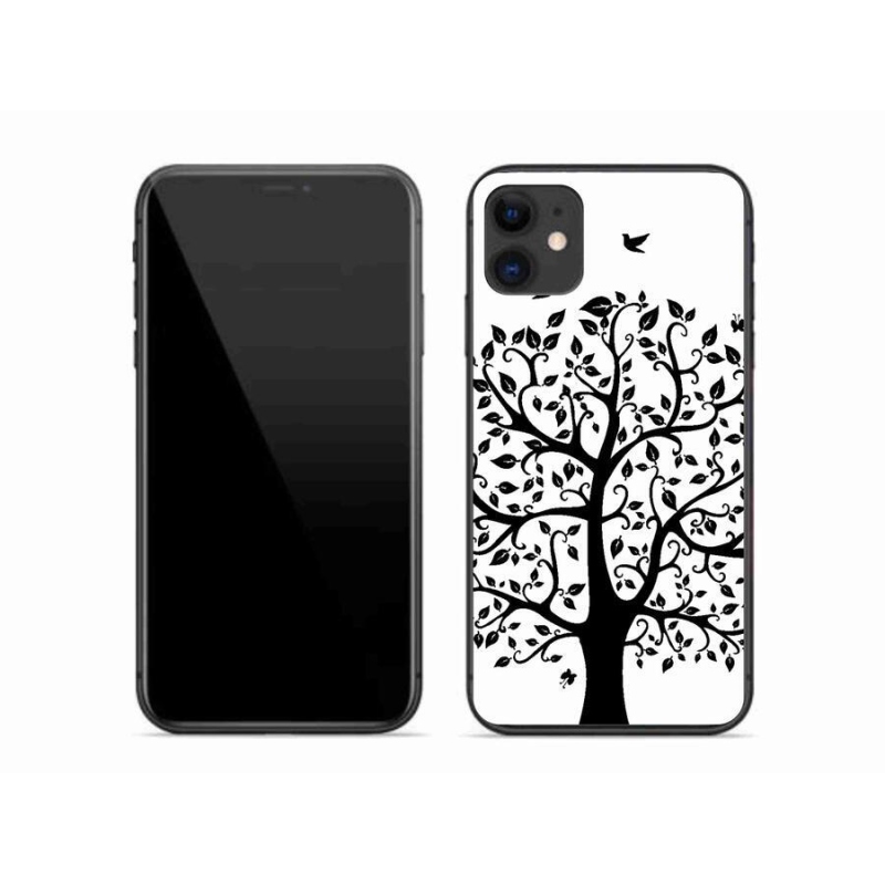 Zselés borítás mmCase iPhone 11 készülékhez - fekete-fehér fa