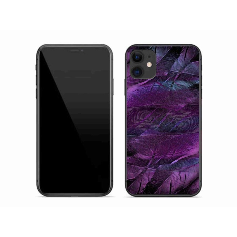Zselés borítás mmCase iPhone 11 készülékhez - lila tollak
