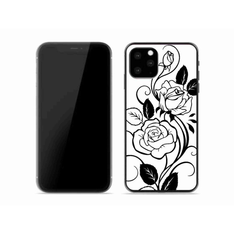 Zselés borítás mmCase iPhone 11 Pro készülékhez - fekete és fehér rózsa