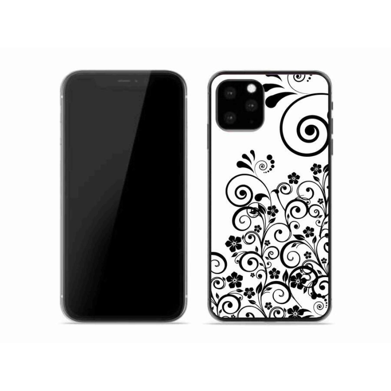 Zselés borítás mmCase iPhone 11 Pro készülékhez - fekete és fehér virágminták