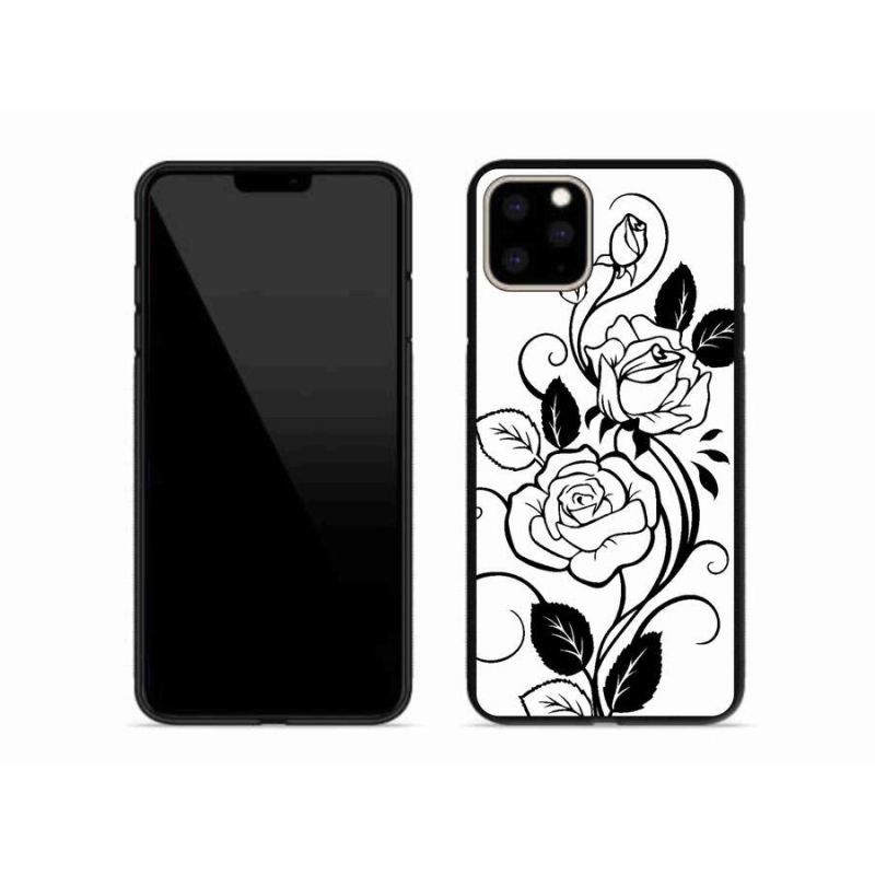Zselés borítás mmCase iPhone 11 Pro Max készülékhez - fekete és fehér rózsa