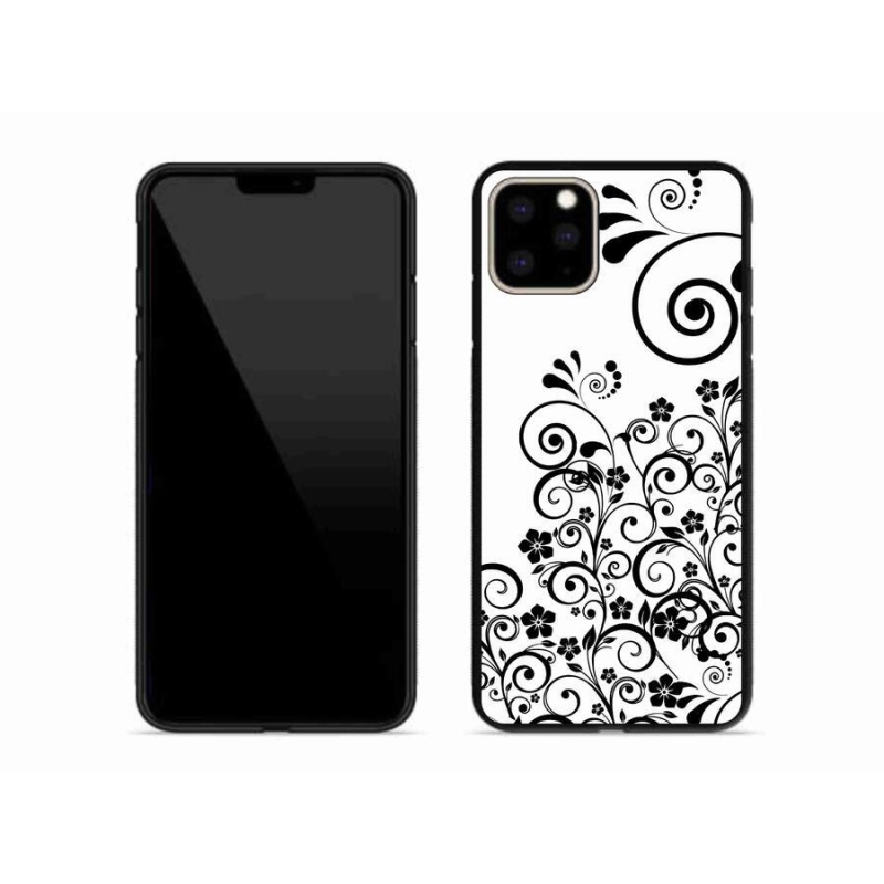 Zselés borítás mmCase iPhone 11 Pro Max készülékhez - fekete és fehér virágminták