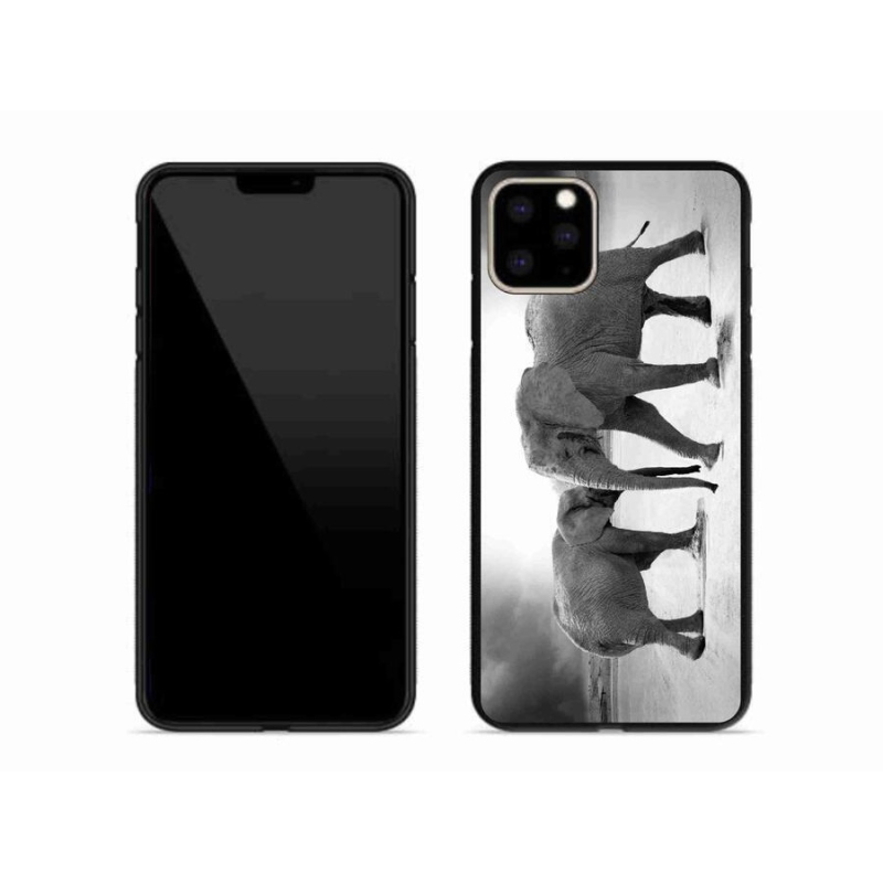 Gél borítás mmCase iPhone 11 Pro Max készülékhez - fekete és fehér elefántok