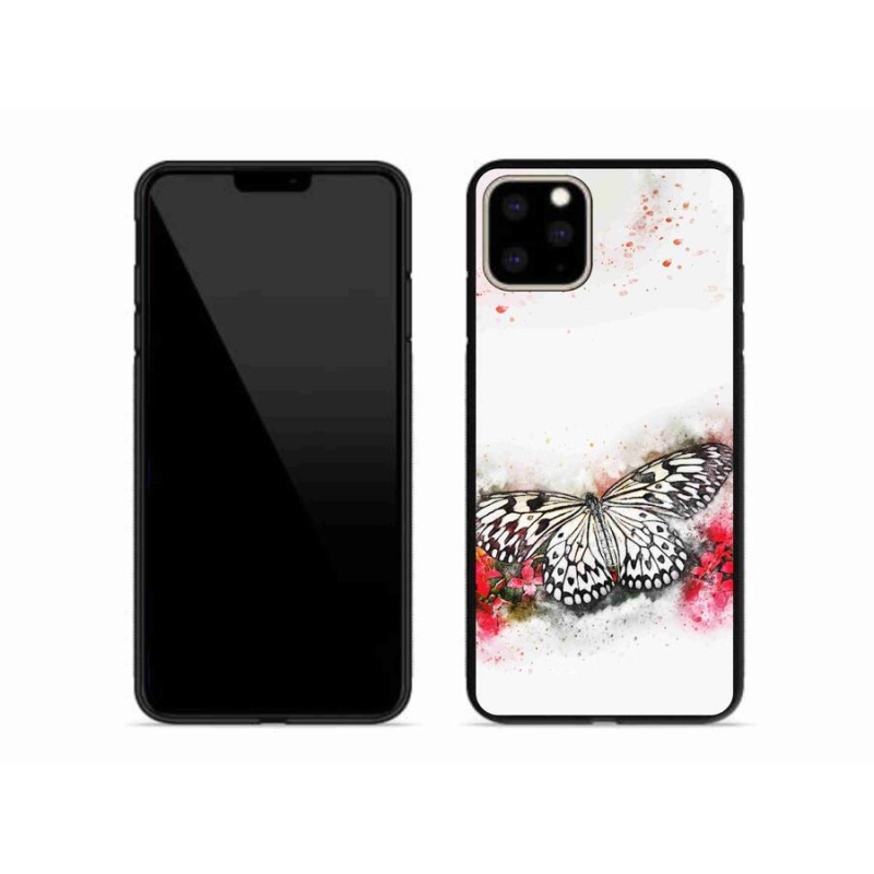 Zselés borítás mmCase iPhone 11 Pro Max készülékhez - fekete-fehér pillangó