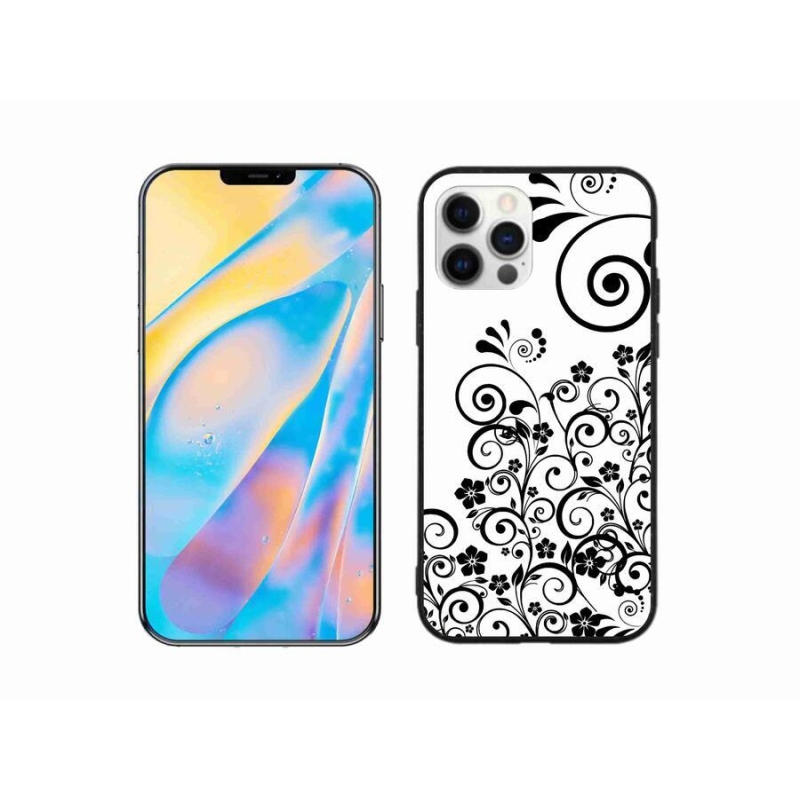 Zselés borítás mmCase iPhone 12 készülékhez - fekete és fehér virágminták