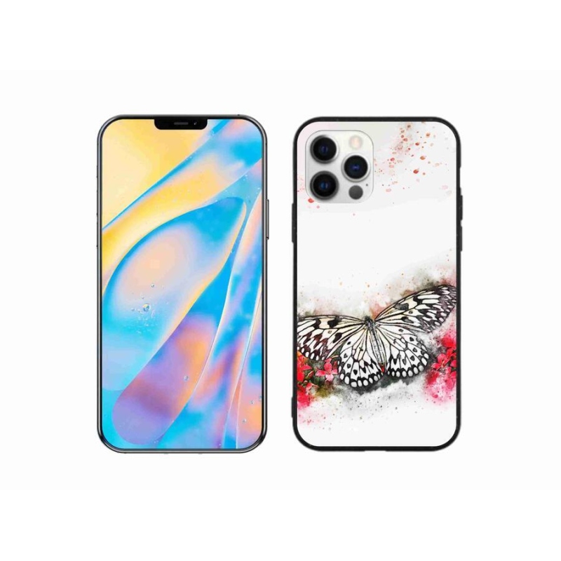 Zselés borítás mmCase iPhone 12 készülékhez - fekete-fehér pillangó