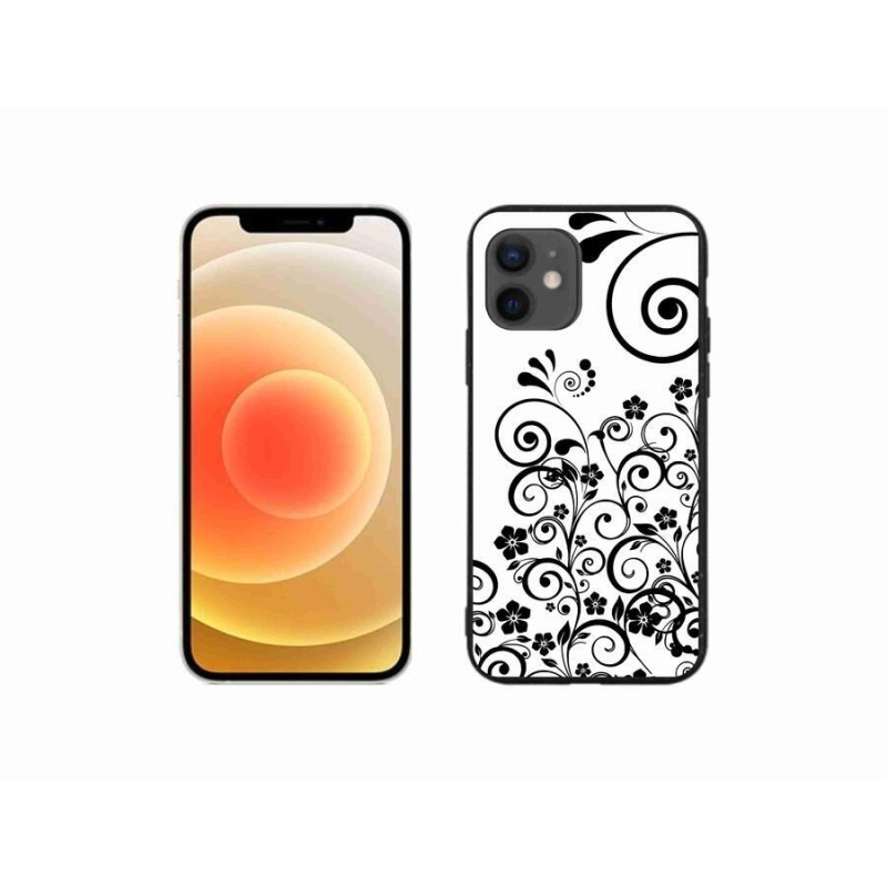 Zselés borítás mmCase iPhone 12 mini készülékhez - fekete és fehér virágminták