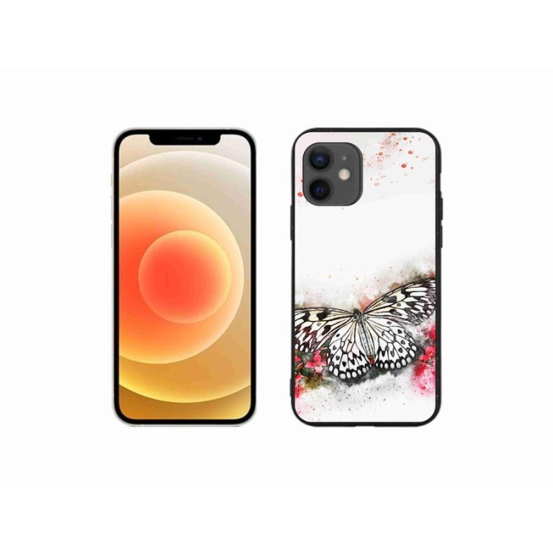 Zselés borítás mmCase iPhone 12 mini készülékhez - fekete-fehér pillangó