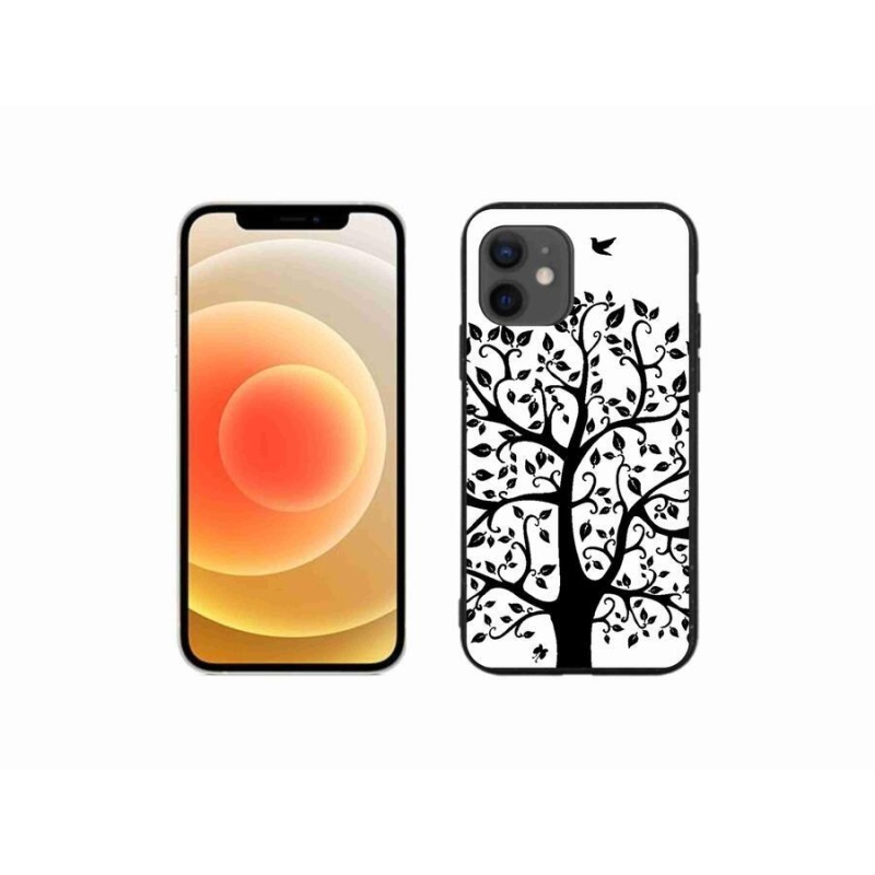 Zselés borítás mmCase iPhone 12 mini készülékhez - fekete-fehér fa