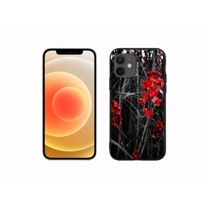 Gél borítás mmCase iPhone 12 mini készülékhez - piros növény