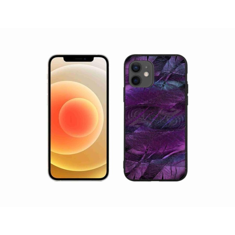 Zselés borítás mmCase iPhone 12 mini készülékhez - lila tollak