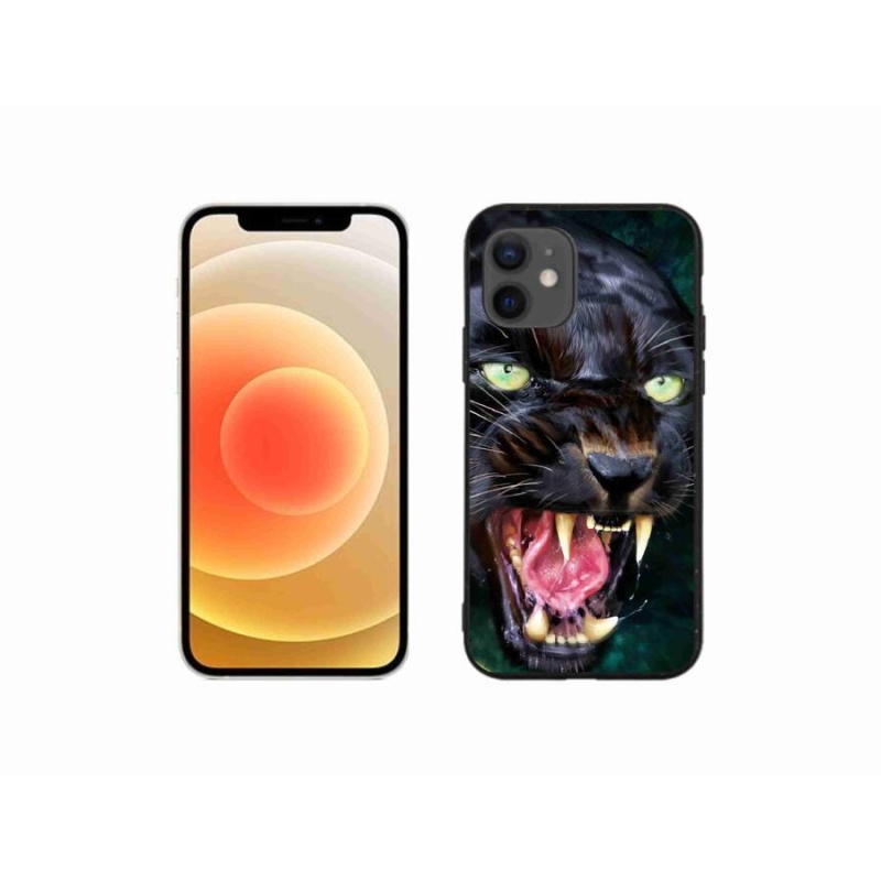 Zselés borítás mmCase iPhone 12 mini készülékhez - dühös fekete párduc
