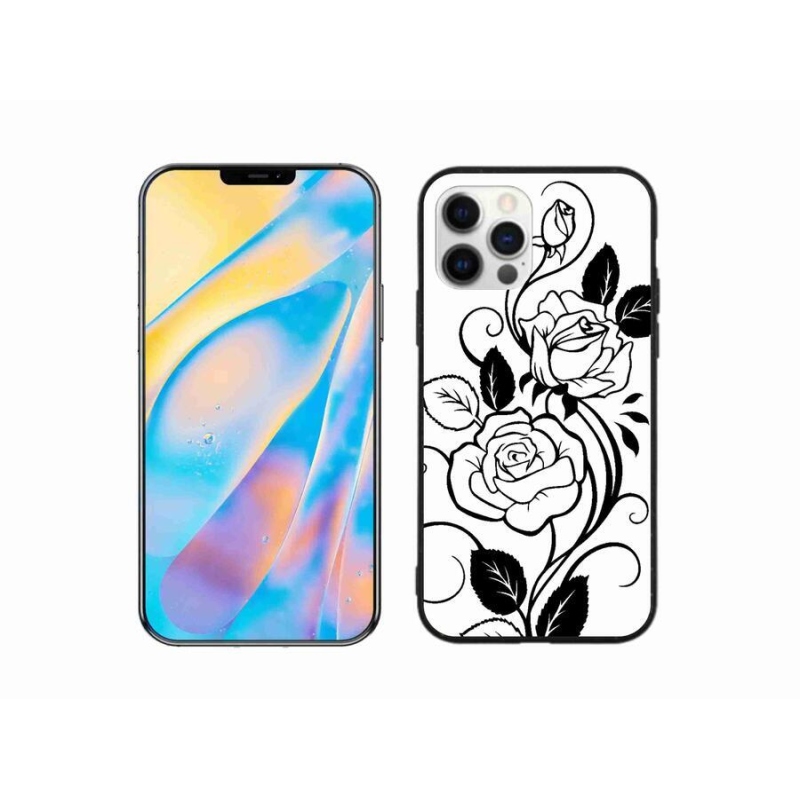 Zselés borítás mmCase iPhone 12 Pro készülékhez - fekete és fehér rózsa