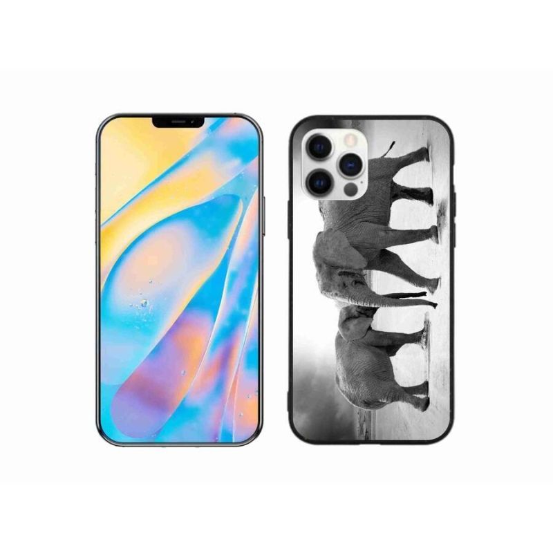 Zselés borítás mmCase iPhone 12 Pro készülékhez - fekete és fehér elefántok