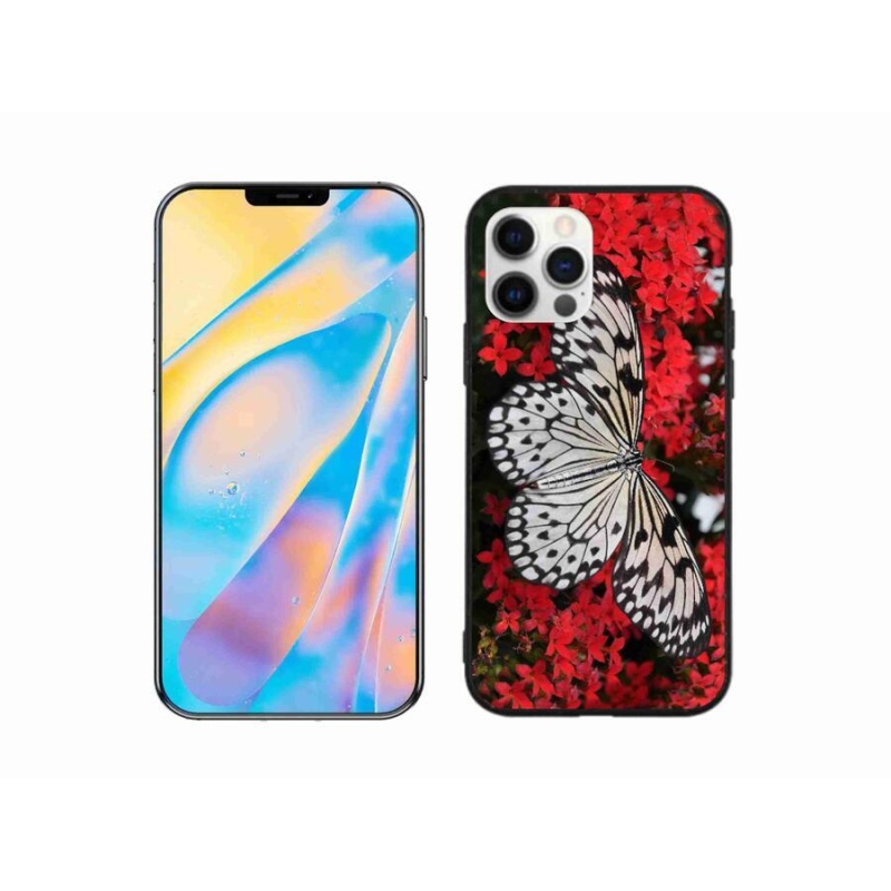 Zselés borítás mmCase iPhone 12 Pro készülékhez - fekete-fehér pillangó 1