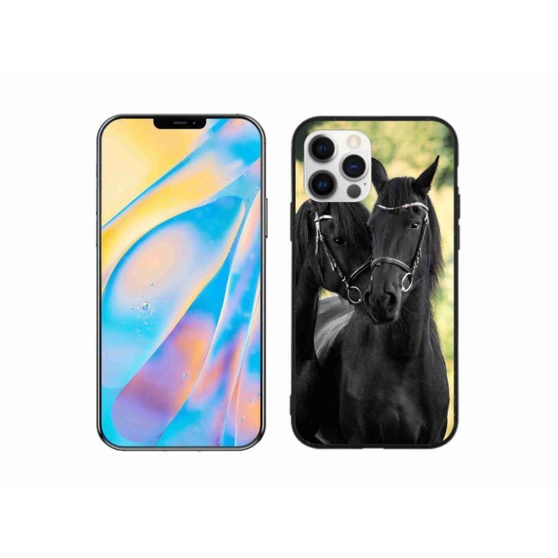 Zselés borítás mmCase iPhone 12 Pro készülékhez - két fekete ló