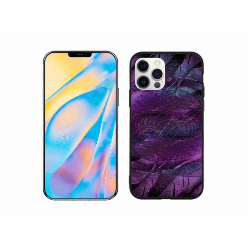 Zselés borítás mmCase iPhone 12 Pro készülékhez - lila tollak