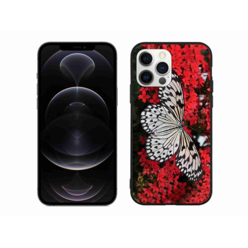 Zselés borítás mmCase iPhone 12 Pro Max készülékhez - fekete és fehér pillangó 1