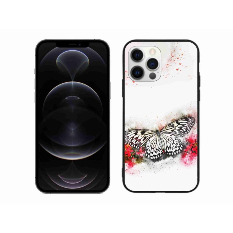 Zselés borítás mmCase iPhone 12 Pro Max készülékhez - fekete és fehér pillangó