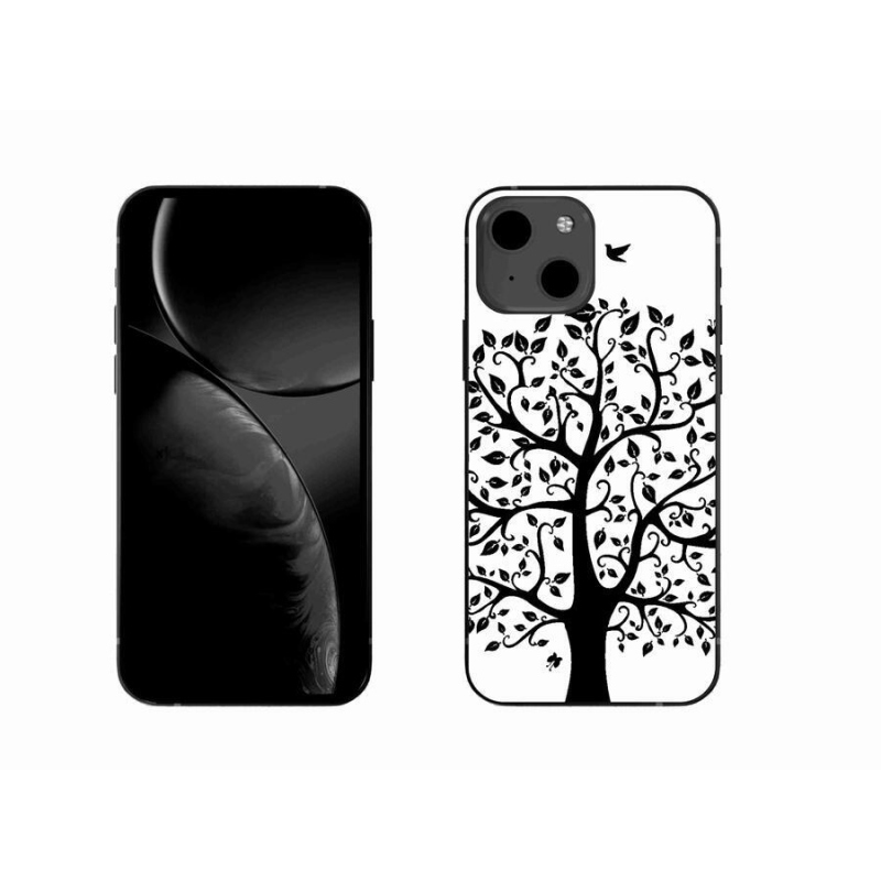 Zselés borítás mmCase iPhone 13 6.1 készülékhez - fekete-fehér fa