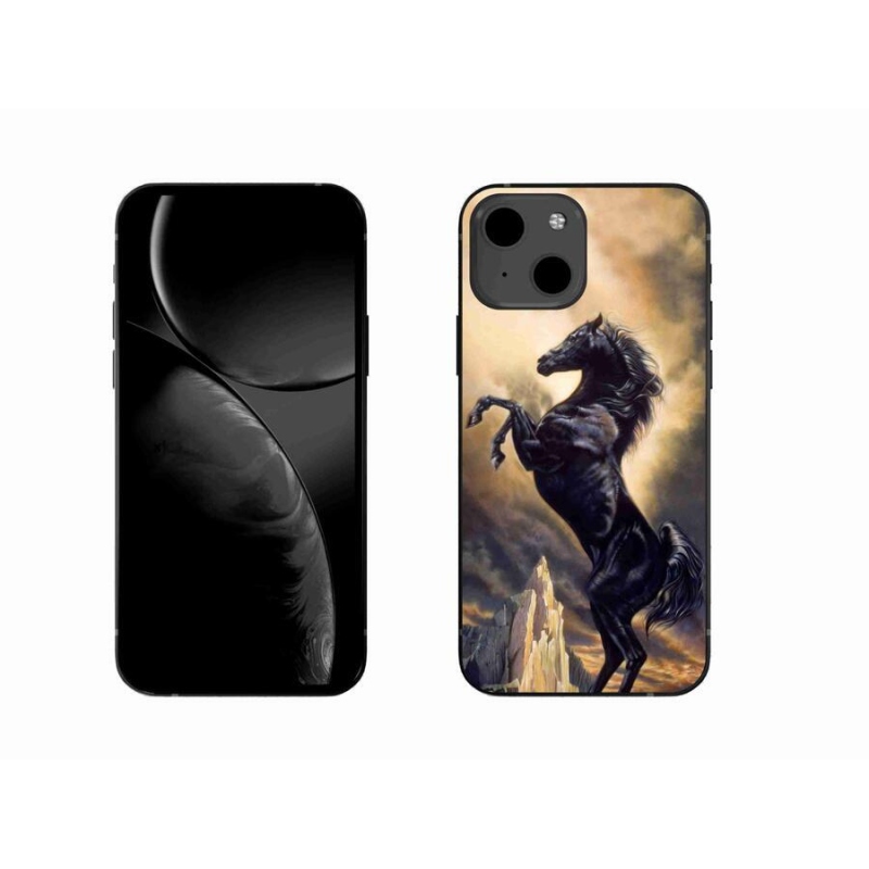 Zselés borítás mmCase iPhone 13 6.1 készülékhez - fekete rajzfilm ló