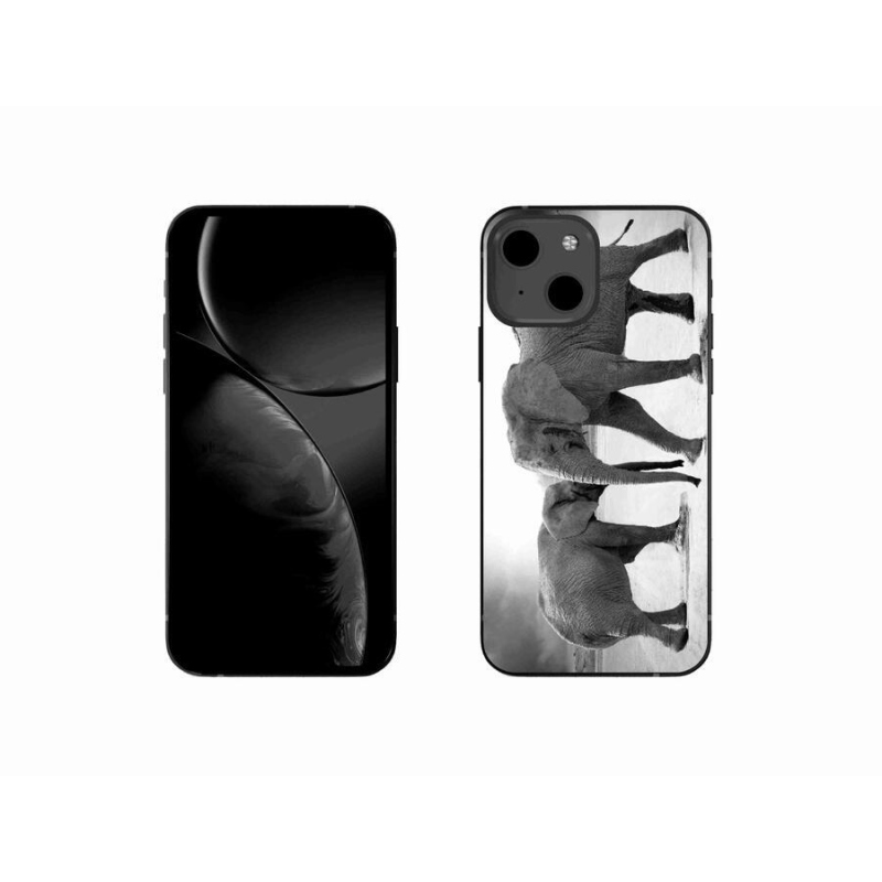 Gél borítás mmCase iPhone 13 mini 5.4 készülékhez - fekete és fehér elefántok
