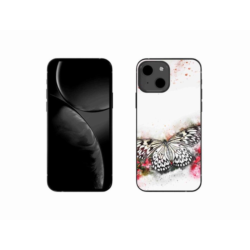 Zselés borítás mmCase iPhone 13 mini 5.4 - fekete-fehér pillangóhoz