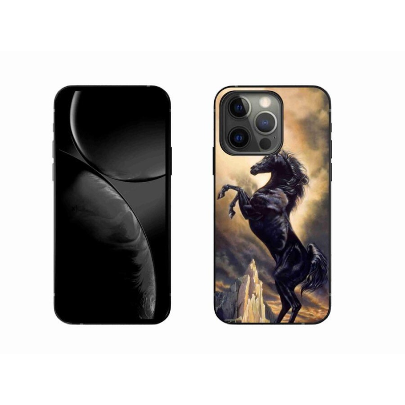 Zselés borítás mmCase iPhone 13 Pro 6.1 készülékhez - fekete rajzfilm ló