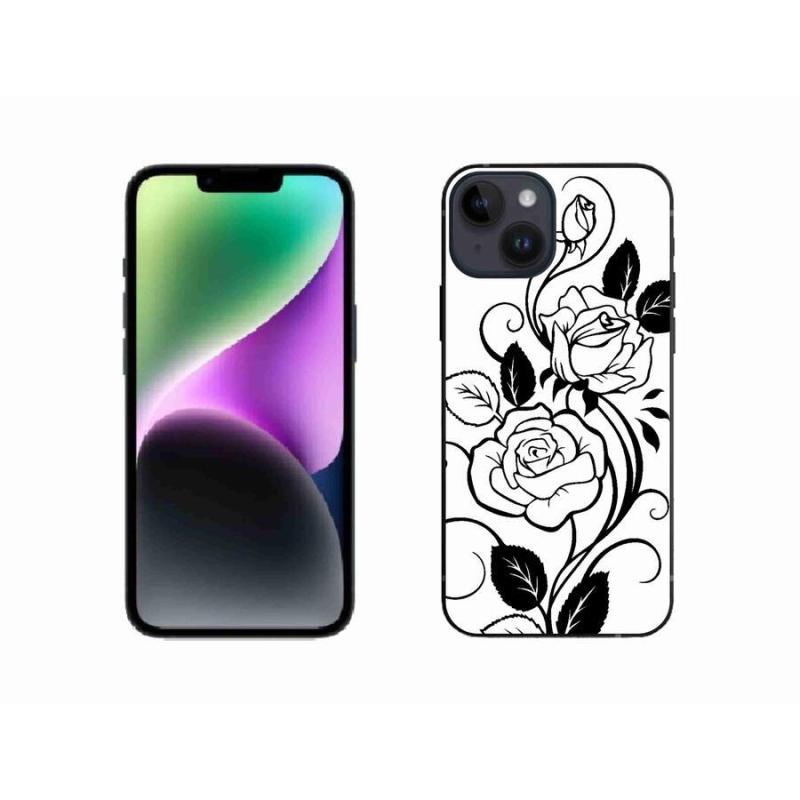 Zselés borítás mmCase iPhone 14 készülékhez - fekete és fehér rózsa