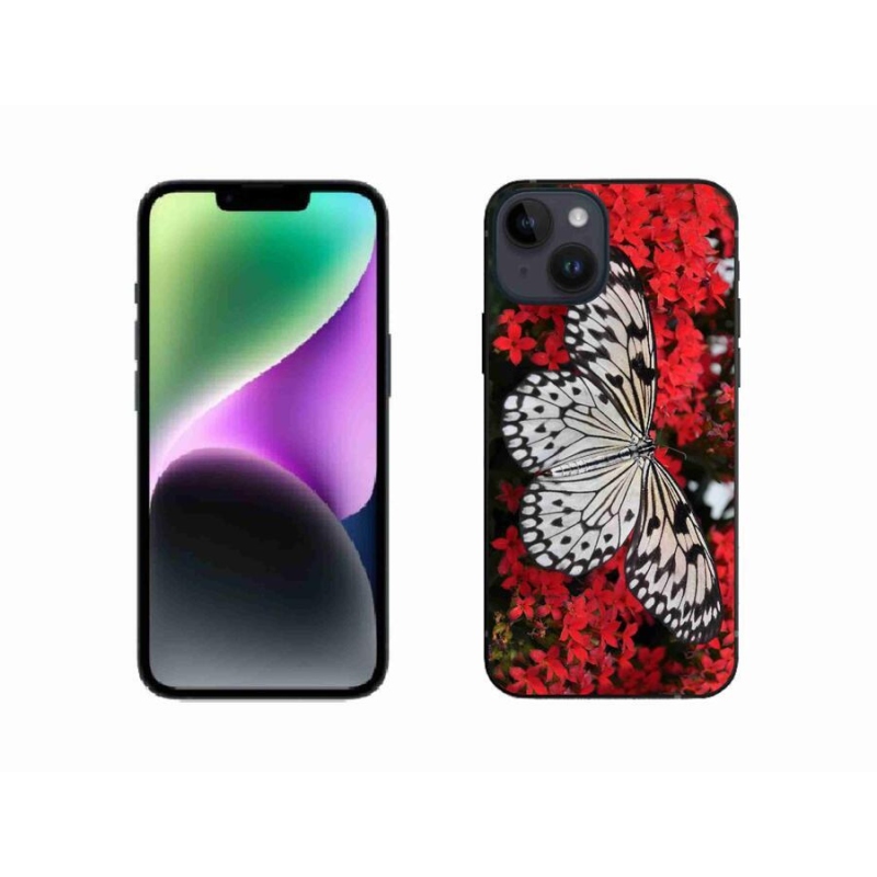 Zselés borítás mmCase iPhone 14 készülékhez - fekete-fehér pillangó 1
