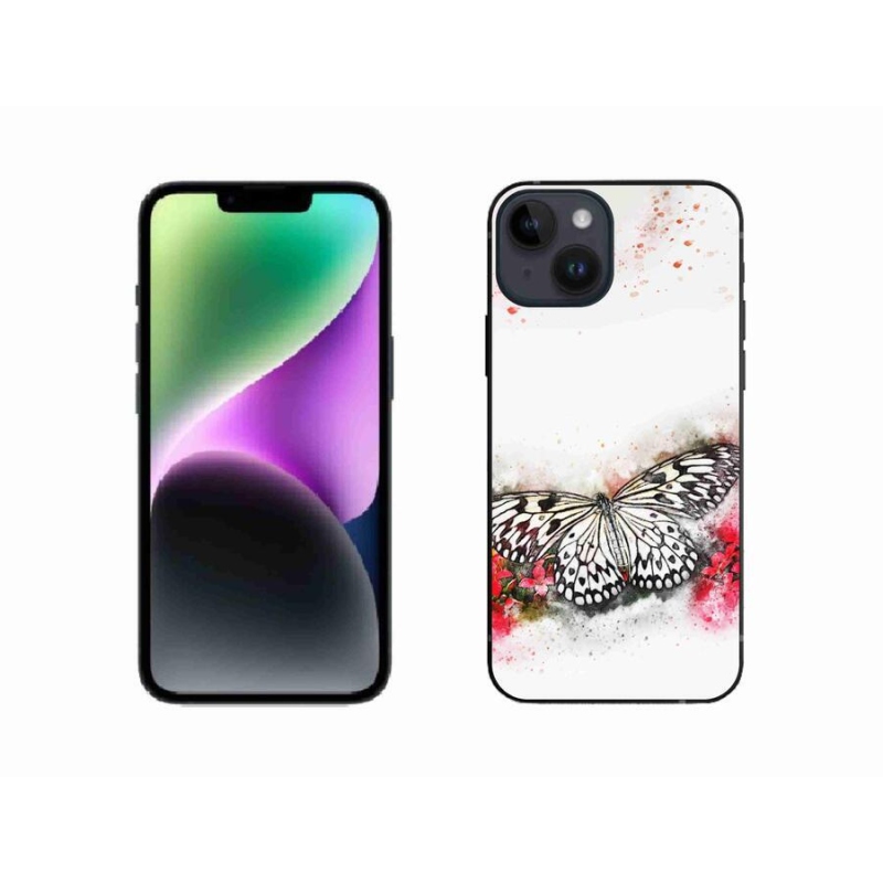 Zselés borítás mmCase iPhone 14 készülékhez - fekete-fehér pillangó