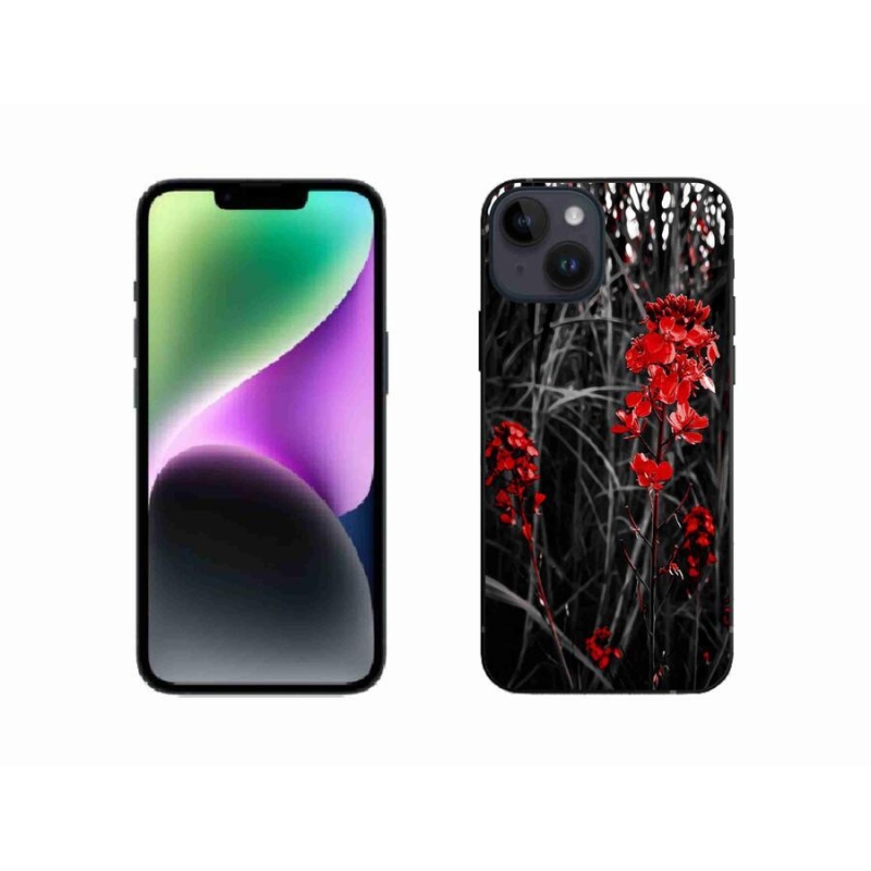 Zselés borítás mmCase iPhone 14 készülékhez - piros növény