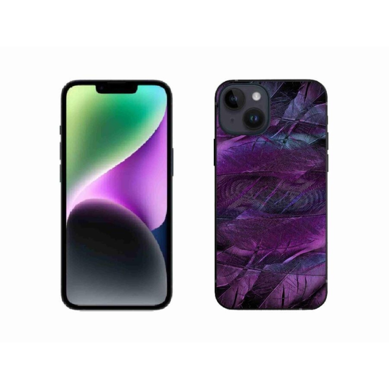 Zselés borítás mmCase iPhone 14 készülékhez - lila tollak