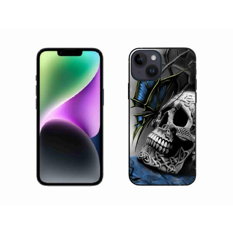 Gél borítás mmCase iPhone 14 készülékhez - pillangó és koponya