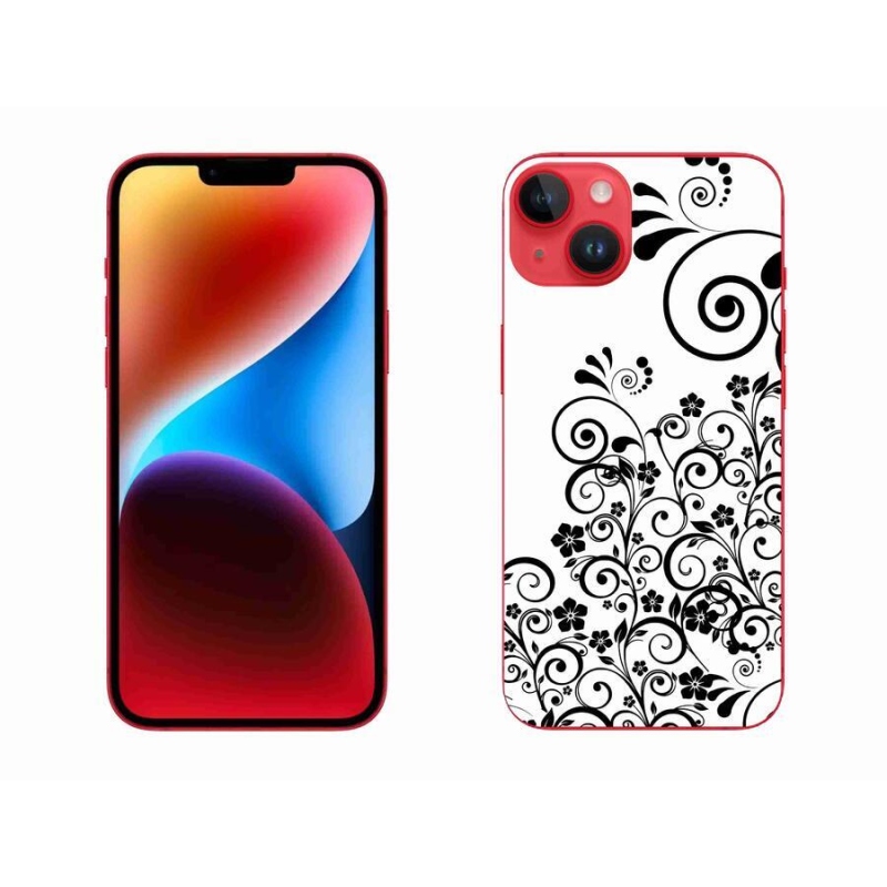 Zselés borítás mmCase iPhone 14 Plus készülékhez - fekete és fehér virágminták