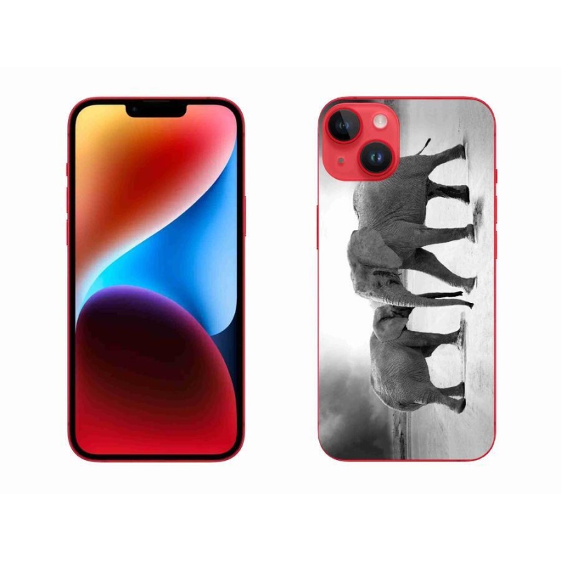 Zselés borítás mmCase iPhone 14 Plus készülékhez - fekete és fehér elefántok