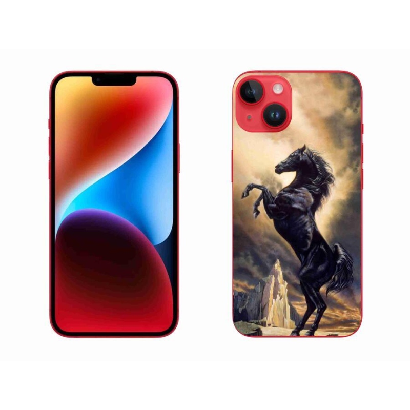 Zselés borítás mmCase iPhone 14 Plus készülékhez - fekete rajzfilm ló