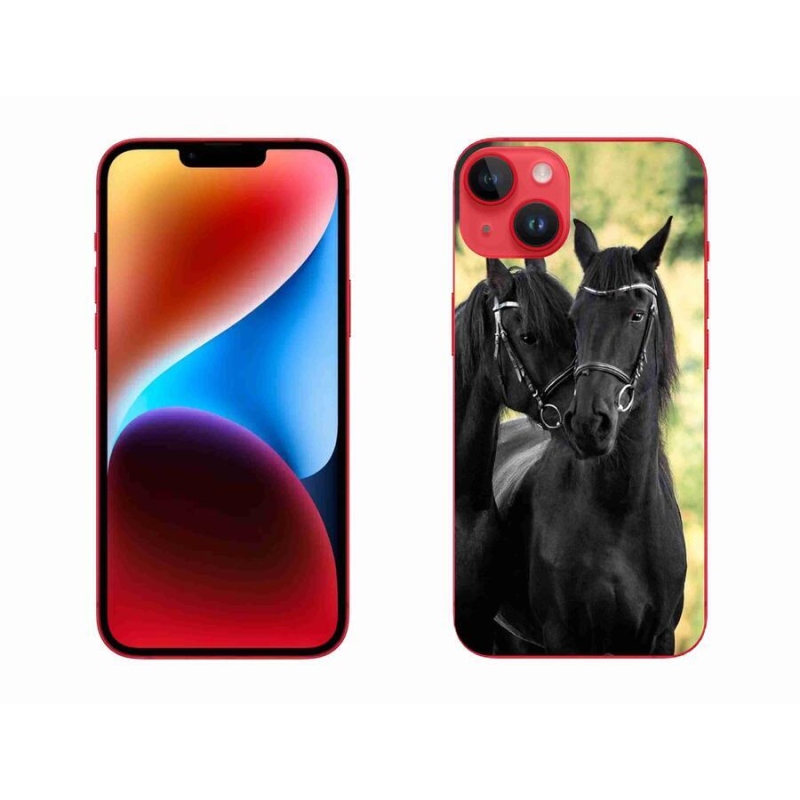 Zselés borítás mmCase iPhone 14 Plus készülékhez - két fekete ló