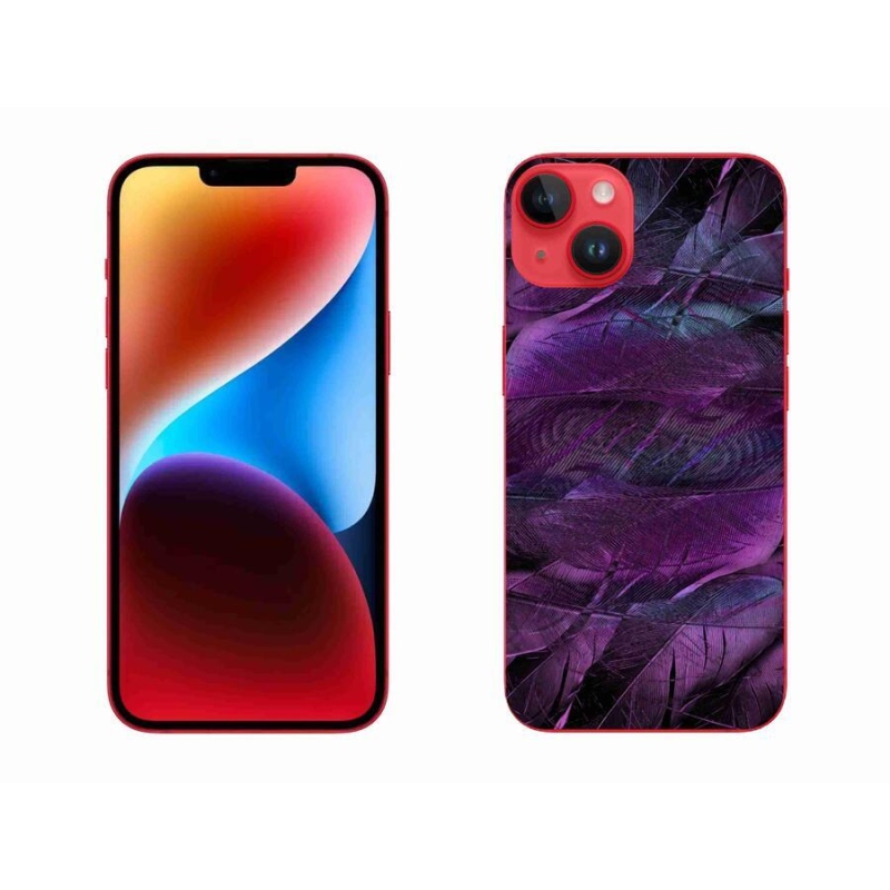 Zselés borítás mmCase iPhone 14 Plus készülékhez - lila tollak