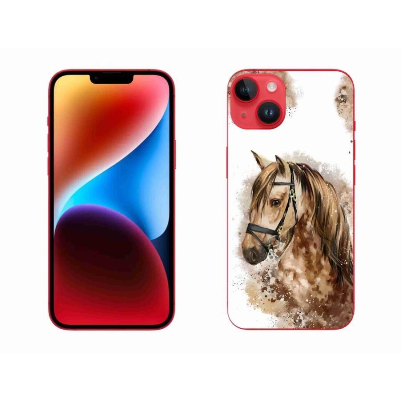 Zselés borítás mmCase iPhone 14 Plus készülékhez - barna rajzfilm ló