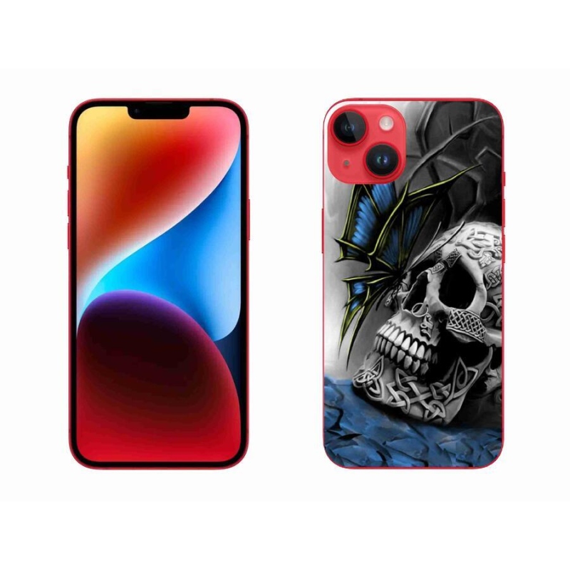 Zselés borítás mmCase iPhone 14 Plus készülékhez - pillangó és koponya