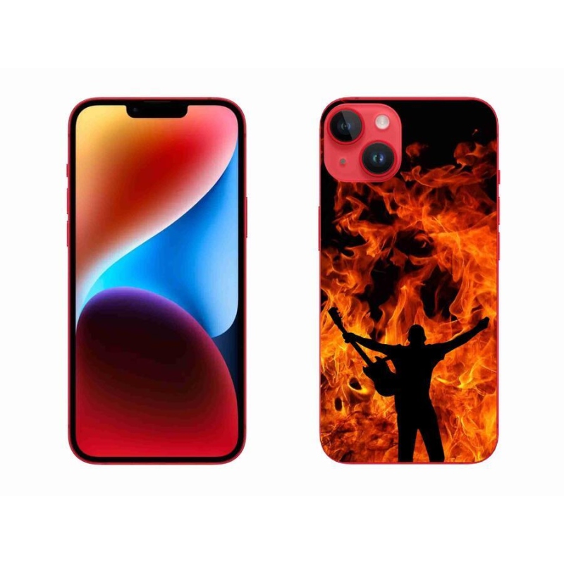 Gél borító mmCase iPhone 14 Plus készülékhez - zenész és tűz