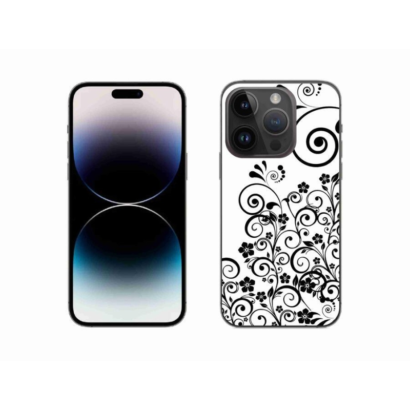 Zselés borítás mmCase iPhone 14 Pro 6.1 készülékhez - fekete és fehér virágminták